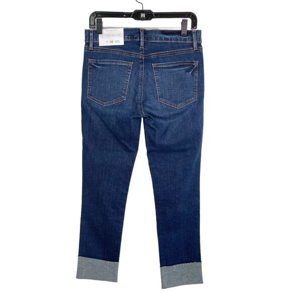 LOFT Modern Straight Med Wash Ankle Cuff Stretch Denim Jeans Women's Sz 28 / 6 - Picture 2 of 12